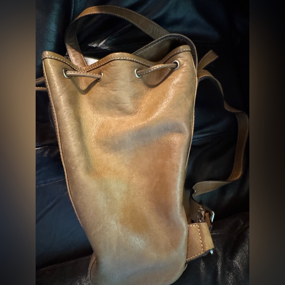 COACH Vintage Light Tan Leather Legacy Drawstring Backpack Bag 9569 small - Picture 7 of 16